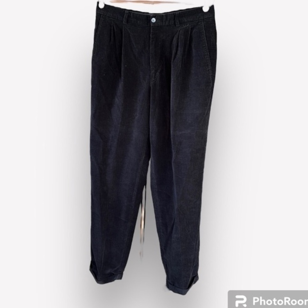 🚣‍♀️🐠Claiborne corduroy pants black cuffed 100% cotton 34 x 32